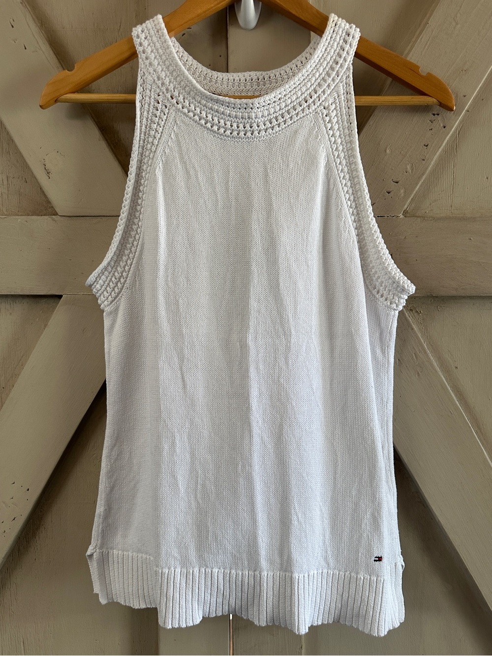 Tommy Hilfiger White 100% Cotton Knit Tank Top – Size M